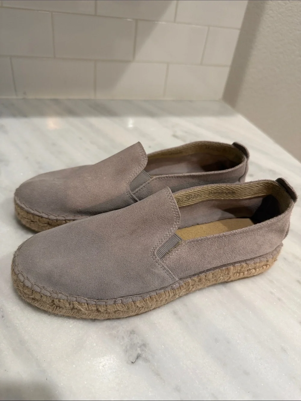 Fabiolas Women's Espadrille Slip-On in Taupe Suede